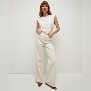 Veronica Beard Taylor Wide-Leg Jeans size 30, button fly. Ecru. Like new